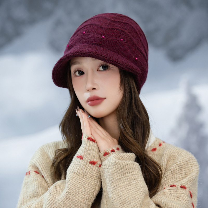 Damen-Bucket-Jacke im koreanischen Stil, vielseitig, perlenbesetzt, dick gestrickt, Herbst-Winter-Mode, lässig, winddicht, warm, hochwertig_voghion.com
