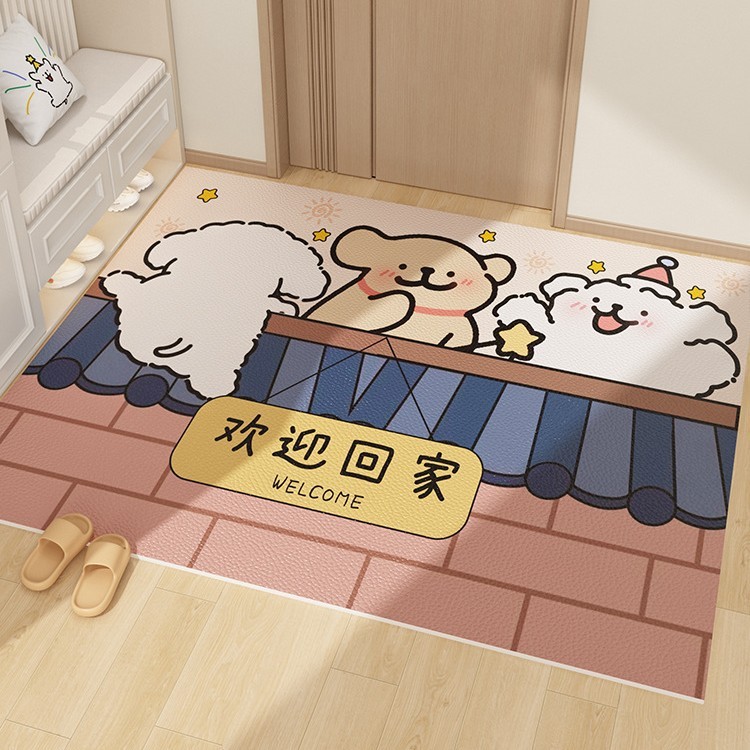 漫画の玄関ドアマット、拭いて洗えるPVC屋内汚れ防止フットマット、玄関ドアカーペット|undefined