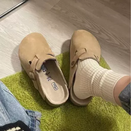 【现货】勃肯鞋女网红厚底增高博肯包头半拖鞋春秋一脚蹬懒人鞋
