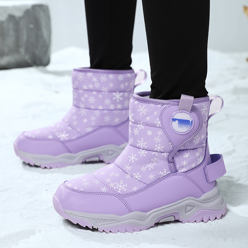 Girls' snow boots new winter style plus velvet and thickening to…