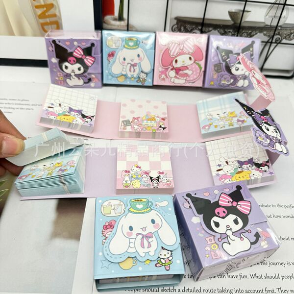 Cartoon Tri-fold Magnet Notebook Cute Kuromi Melody Jade Gui Folding…