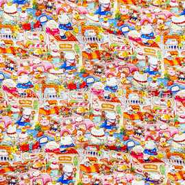 全棉斜纹碎花布府绸数码印花面料卡通韩版小清新女装童装箱包布料