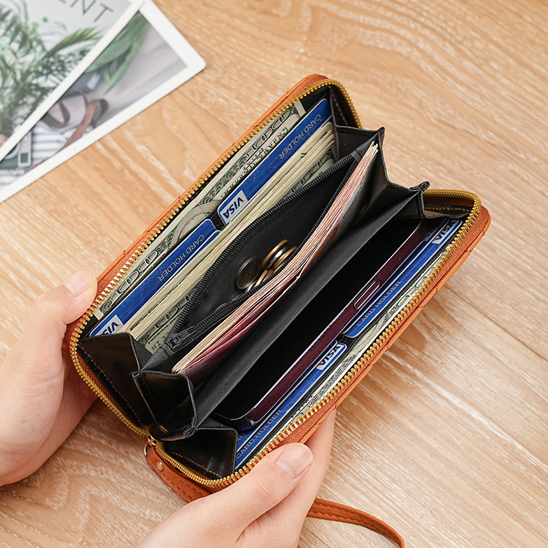 Lujo ligero transfronterizo, todo fósforo, Xiaoxiangfeng, billetera de muñeca para mujer, tarjetero, billetera transfronteriza para mujer de gran capacidad