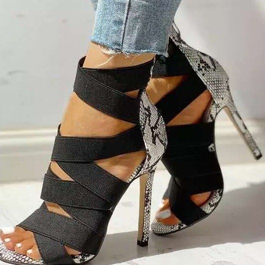 Snake summer shoes woman pumps high thin heels pointed toe
