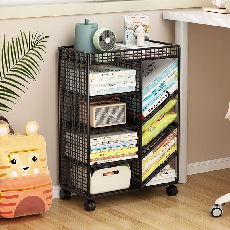 Estante de libros debajo de la mesa, estante de almacenamiento de artículos móviles, carro simple para estudiantes, rueda de almacenamiento de libros junto al escritorio del aula