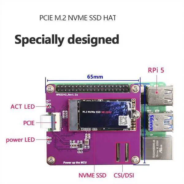 MPS2242 Raspberry Pi 5 выделенный PCIE M.2 NVME SSD твердотельный диск расширительная плата HAT 2230