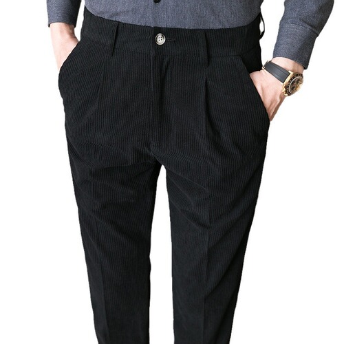 Spring and autumn men's casual pants corduroy small western pants slim Korean trend retro men's British pants