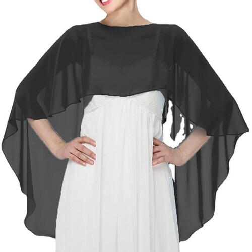 New European and American evening dress shawl hooded cape thin chiffon plain scarf sun protection breathable single color long shawl 