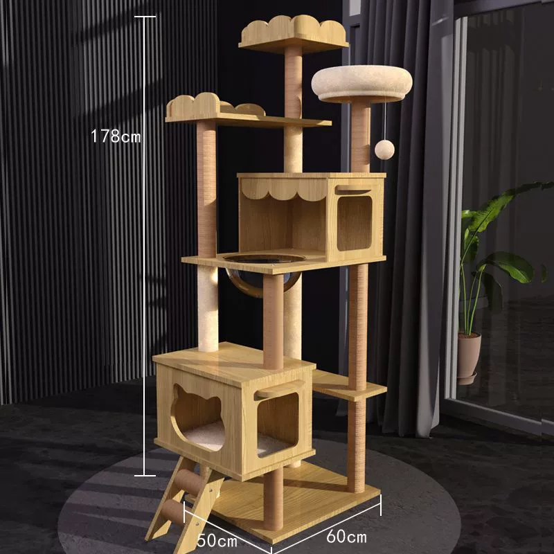 Cat climbing frame, universal four‑season multi‑level tower with hammock, condo and scratching posts