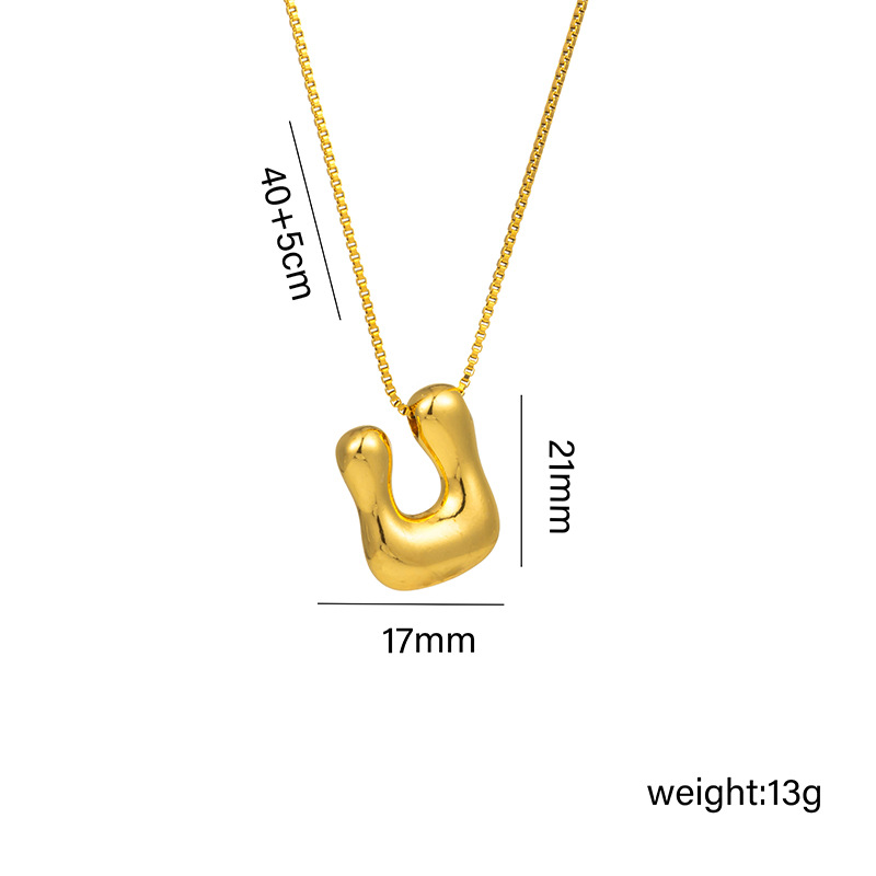 Copper 18K Gold Plated Basic Plating Letter Pendant Necklace display picture 22