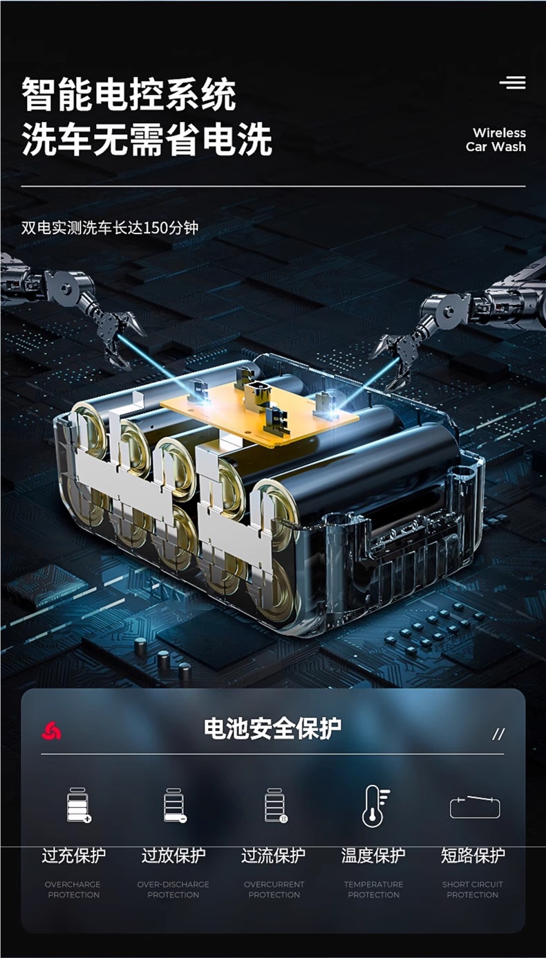 Chigo Wireless Car Washer High-Pressure Water Gun for Home Use, Powerful Lithium Battery Rechargeable Booster Water Gun