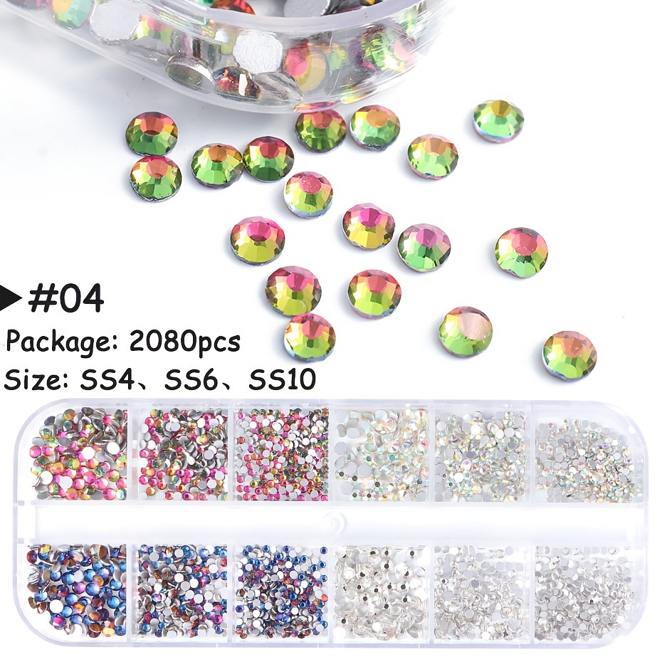 Set de joyas de uñas 12 barras de joyas taladro de uñas largo taladro de fondo plano mezclado taladro de forma especial superbrillante accesorios de uñas