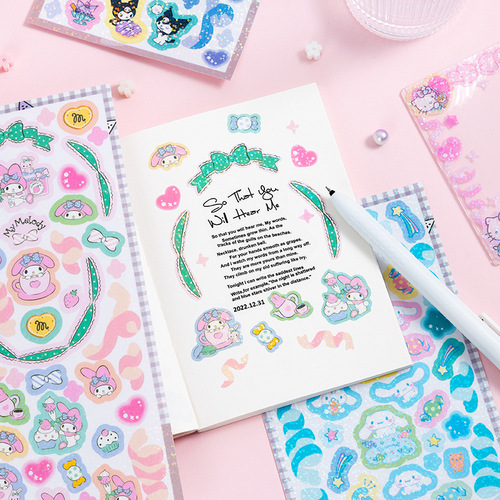 Sanrio Pudding Cinnamon Dog Melody Culomi Cute Gupan DIY Guka Sticker Hand Account Cartoon Material
