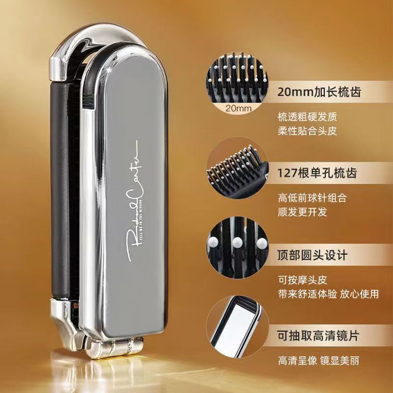Silver plating portable folding comb air bag air cushion comb women's special hair massage mirror integrated comb