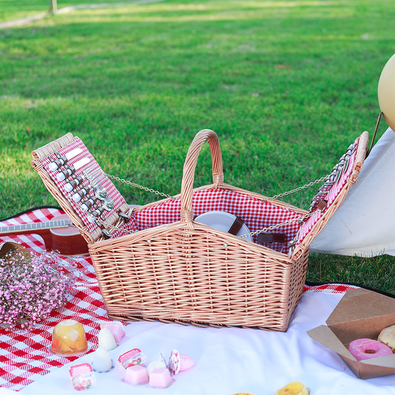 Canasta de picnic de bambú cesta de picnic cesta de aislamiento de ratán portátil plegable hogar suministros de picnic Internet Celebrity Storage