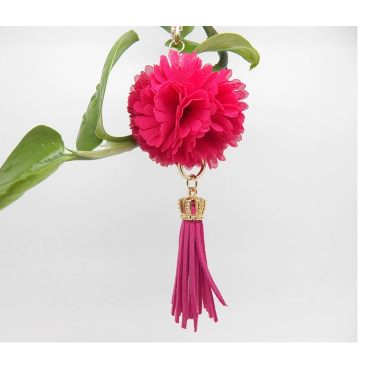 Shiffon keychain handmade with tassels, flowered