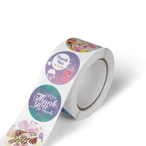 Wholesale roll package round floral thank you stickers thank you labels birthday party wedding decoration stickers