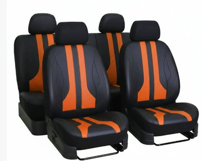 Pu Universal Seat Cover for – Universal seat cover - blackorange-nine-piece-set
