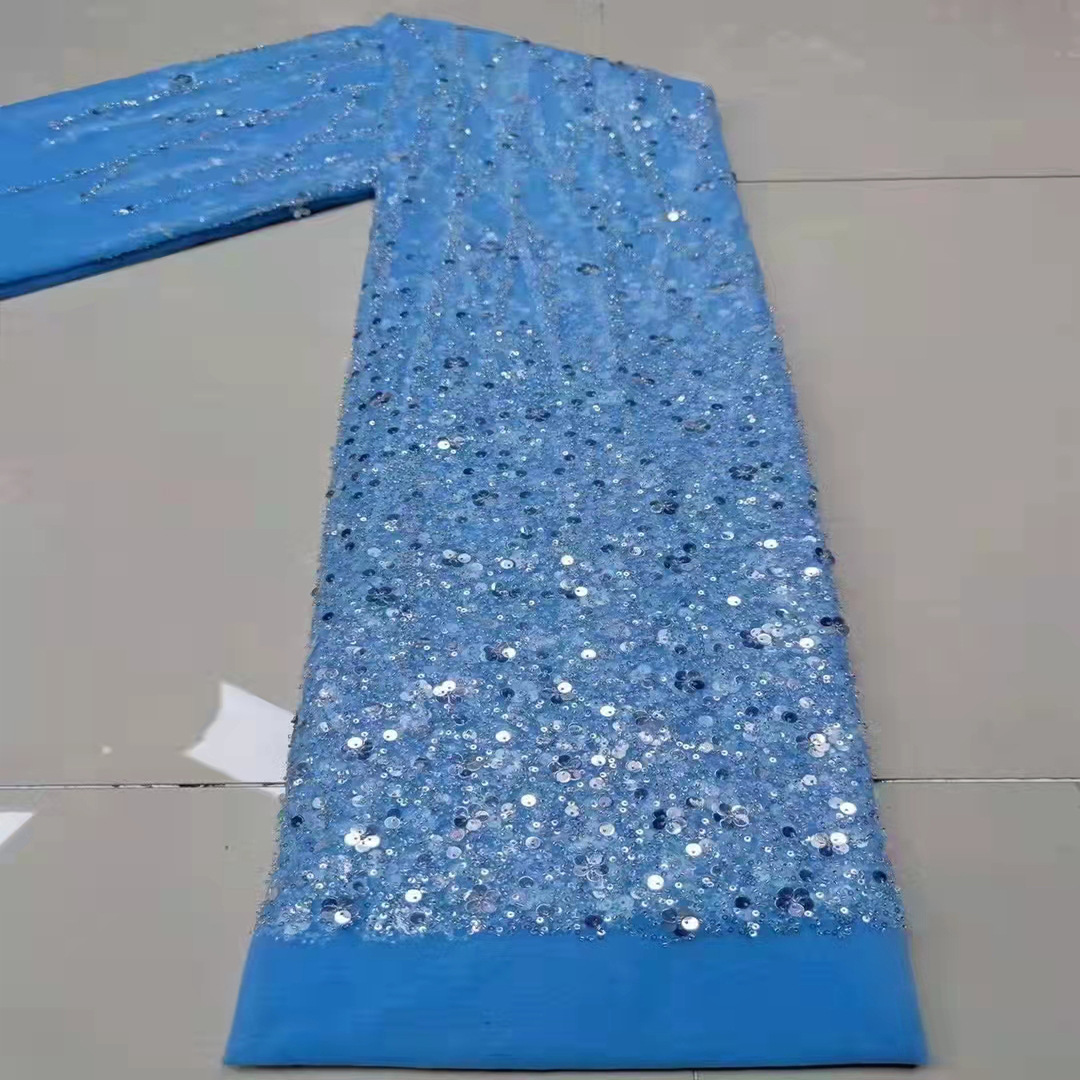 Tubo tridimensional cuentas de tela de lentejuelas patrón geométrico vestido de color degradado vestido de novia encaje bordado paño JX1891