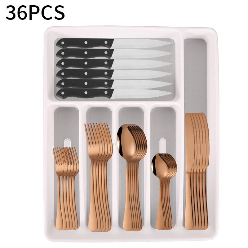 Juego de cubiertos de acero inoxidable 48/49 piezas Amazon cuchillo tenedor cuchara con caja de almacenamiento color dorado