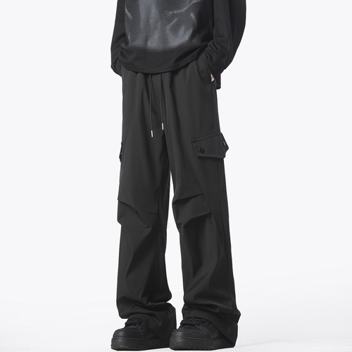 Men's spring pants 2025 new autumn and winter functional paratroopers overalls loose straight casual pants