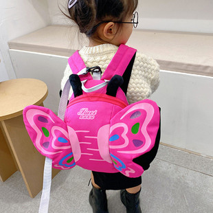 New Baby Girl Backpack Casual Cartoon Cute Butterfly Anti-lost Baby Backpack Children's Kindergarten Schoolbag