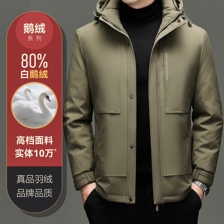 Tommy Hilfiger Men's Detachable Inner Liner Detachable Hood White Goose down Jacket Winter Casual Workwear Style Warm Coat Tommy Hilfiger Men's Detachable Inner Liner Detachable Hood White Goose down Jacket Winter Casual Workwear Style Warm Coat