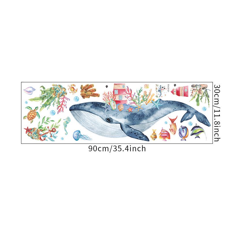 New Watercolor Seabed Whale Castle Wall Stickers display picture 2