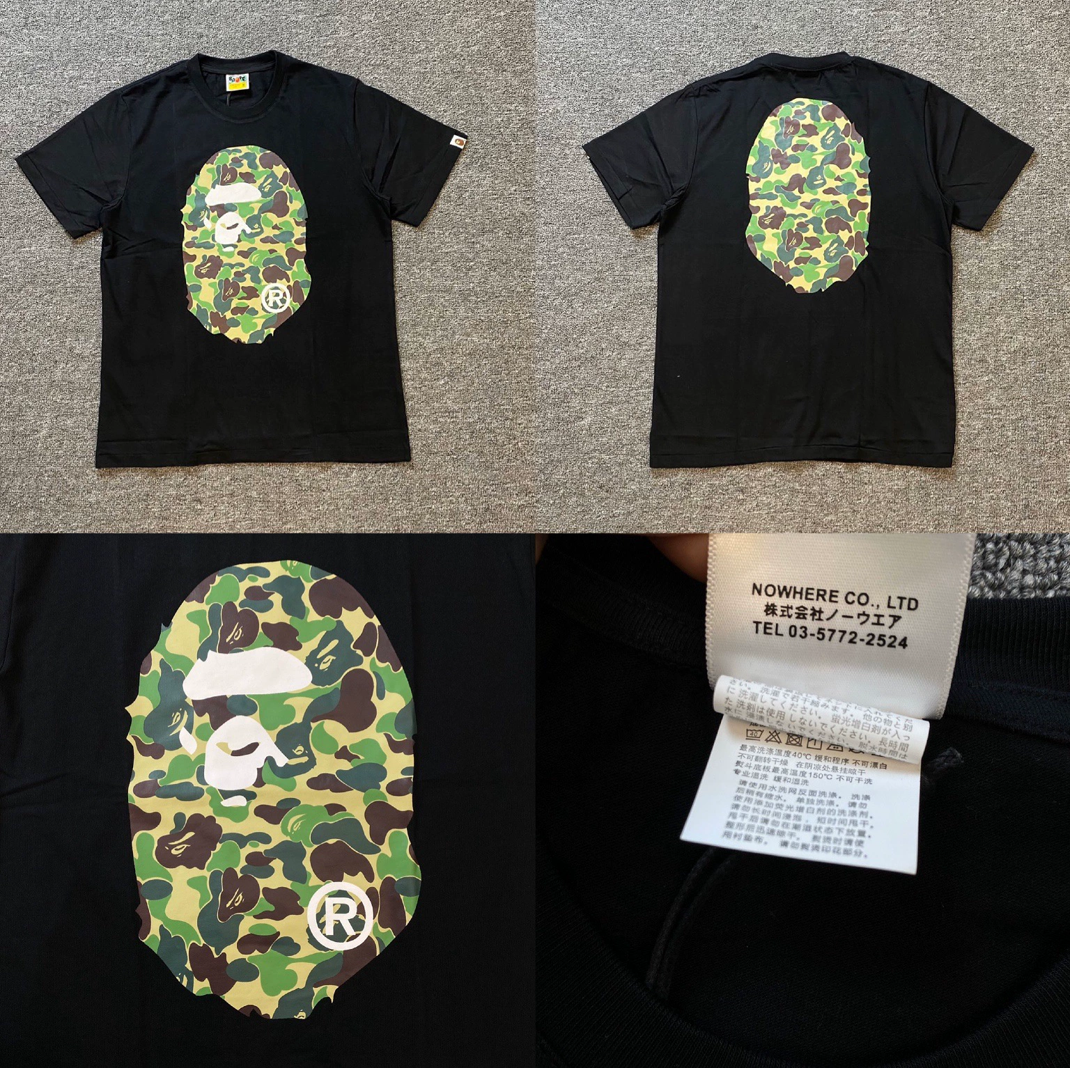 Стильный брендовый топ BAPE с половинными рукавами TEE для мужчин и женщин, камуфляж голова обезьяны, высокого уровня, свободный крой, короткий рукав