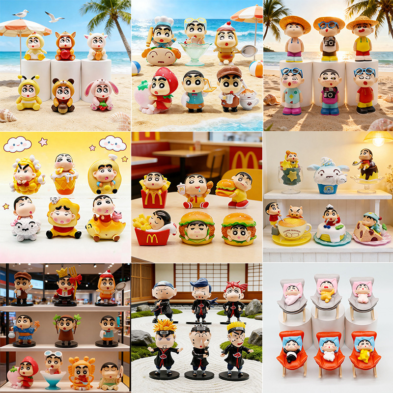 Daily Shin-Chan Series Figurines Cartoon Anime Crayon Shin-Chan Doll Model Car Dashboard Trendy Toy Desktop Decoration Ornament