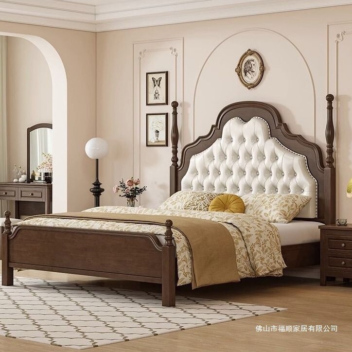 Retro Master Bedroom Solid Wood Bed, Modern and Simple 1.5/1.8 Double Bed, Light Luxury Soft-Upholstered Anna Wedding Room Bed, Anna Bed Retro Master Bedroom Solid Wood Bed, Modern and Simple 1.5/1.8 Double Bed, Light Luxury Soft-Upholstered Anna Wedding Room Bed, Anna Bed