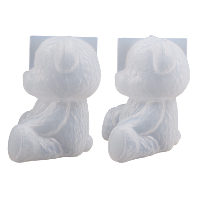 Yu Meiren DIY Cristal epoxi tridimensional Teddy cara sonriente sentado oso Mesa bebida fría hielo oso molde de silicona