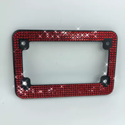 U.S. motorcycle license plate frame personality diamond-encrusted motorcycle license plate frame manual rhinestone rear license plate bracket frame wholesale (License plate holder/license plate holder) - red