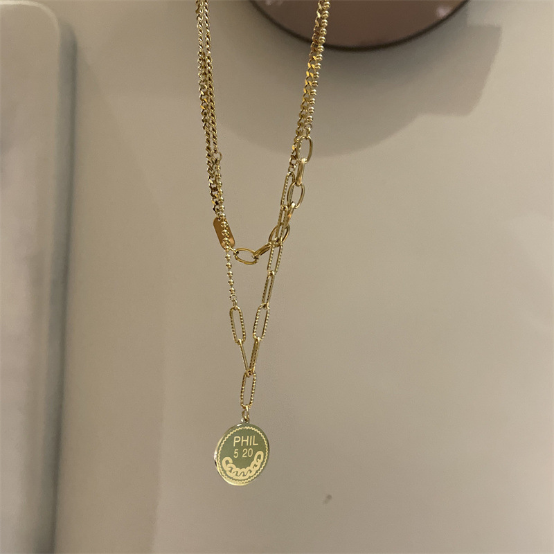 Fashion Gold Coin Pendant Double-layer Necklace display picture 9