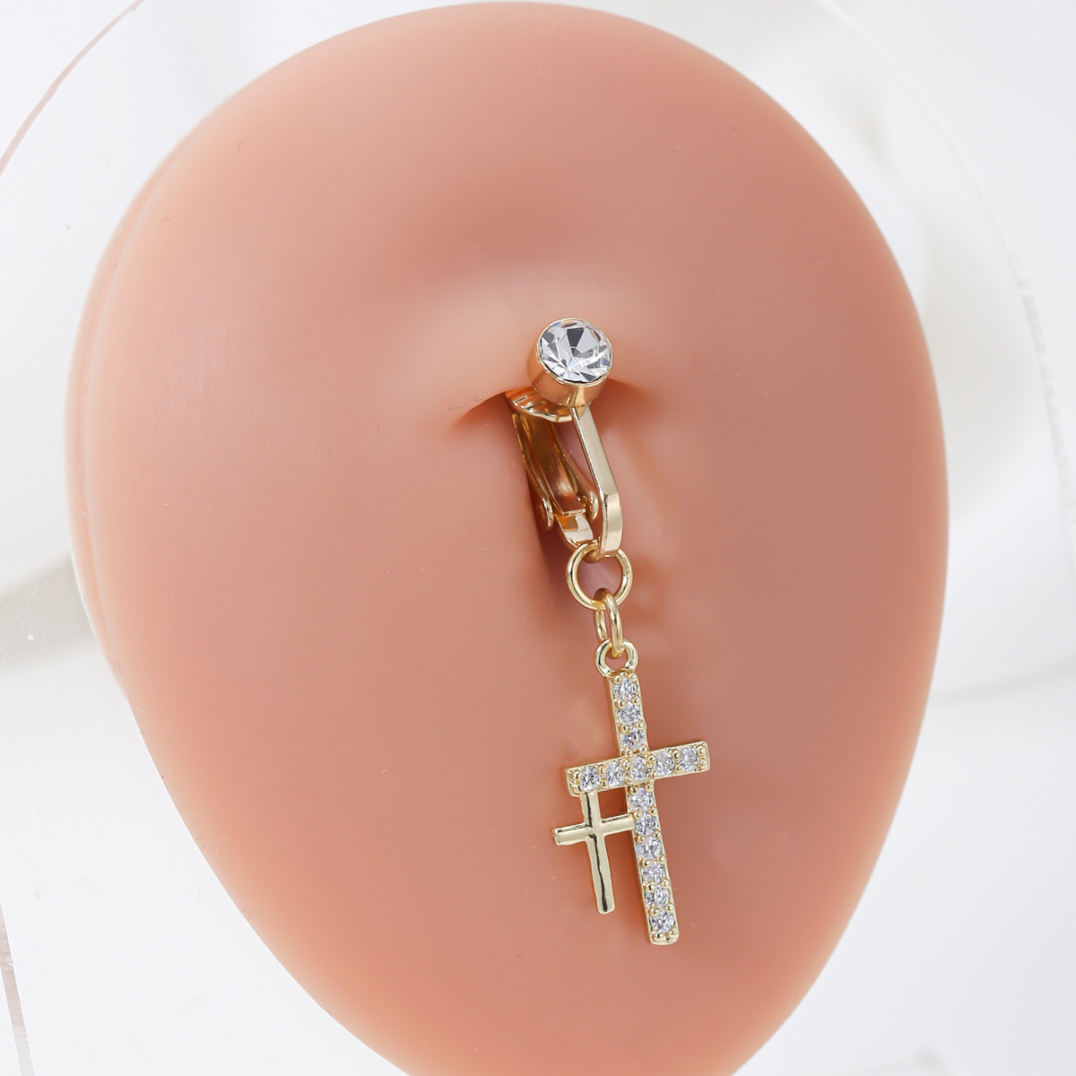 Vintage Cross Belly Button Ring No Piercing Required_voghion.com