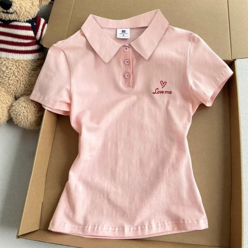 Japanese-style college-style polo shirt for women, 2026 new summer model, extremely stylish, slimming, high-end, collared top Japanese-style college-style polo shirt for women, 2026 new summer model, extremely stylish, slimming, high-end, collared top