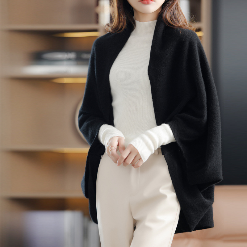 Otoño aire acondicionado chal bufanda blusa cabo pura lana punto cardigan más tamaño mantón ropa de protección solar para las mujeres gruesas