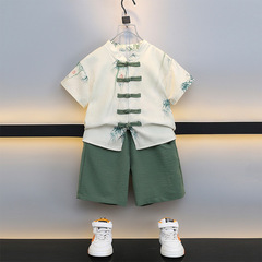 Boys' Hanfu Summer Set 2024 New Children's Tangzhuang, Modern Chinese Style Short Sleeve Ancient Style Thin Chinese Style Summer Outfit