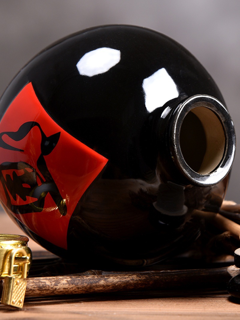 1斤2斤5斤10斤復古黑色烏金釉陶瓷空小酒瓶子土陶酒罈白酒罐酒壺