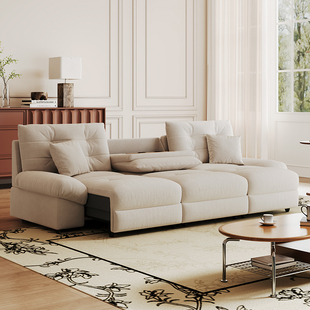 Cloud Sofa Fabric Cream Style Living Room Modern Simple Cat Scratch Flannel Electric Telescopic Lazy Sofa Bed
