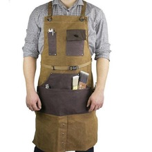 定 制供应批发混色撞色色彩丰富油蜡帆布围裙工具围裙真 皮配件围