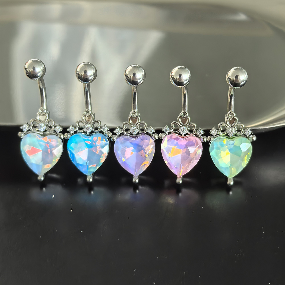 Colorful Aurora Heart-Shaped Ring, Sexy Hot Girl 1.6mm Thick Titanium Steel European And American Style Personalized_voghion.com