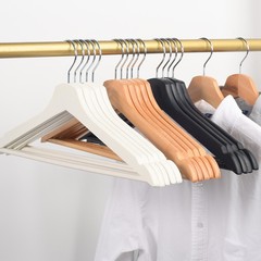 実木ハンガー家庭用原木成人滑り止め無痕ホテル洋服店制作ロゴ服支え白黒