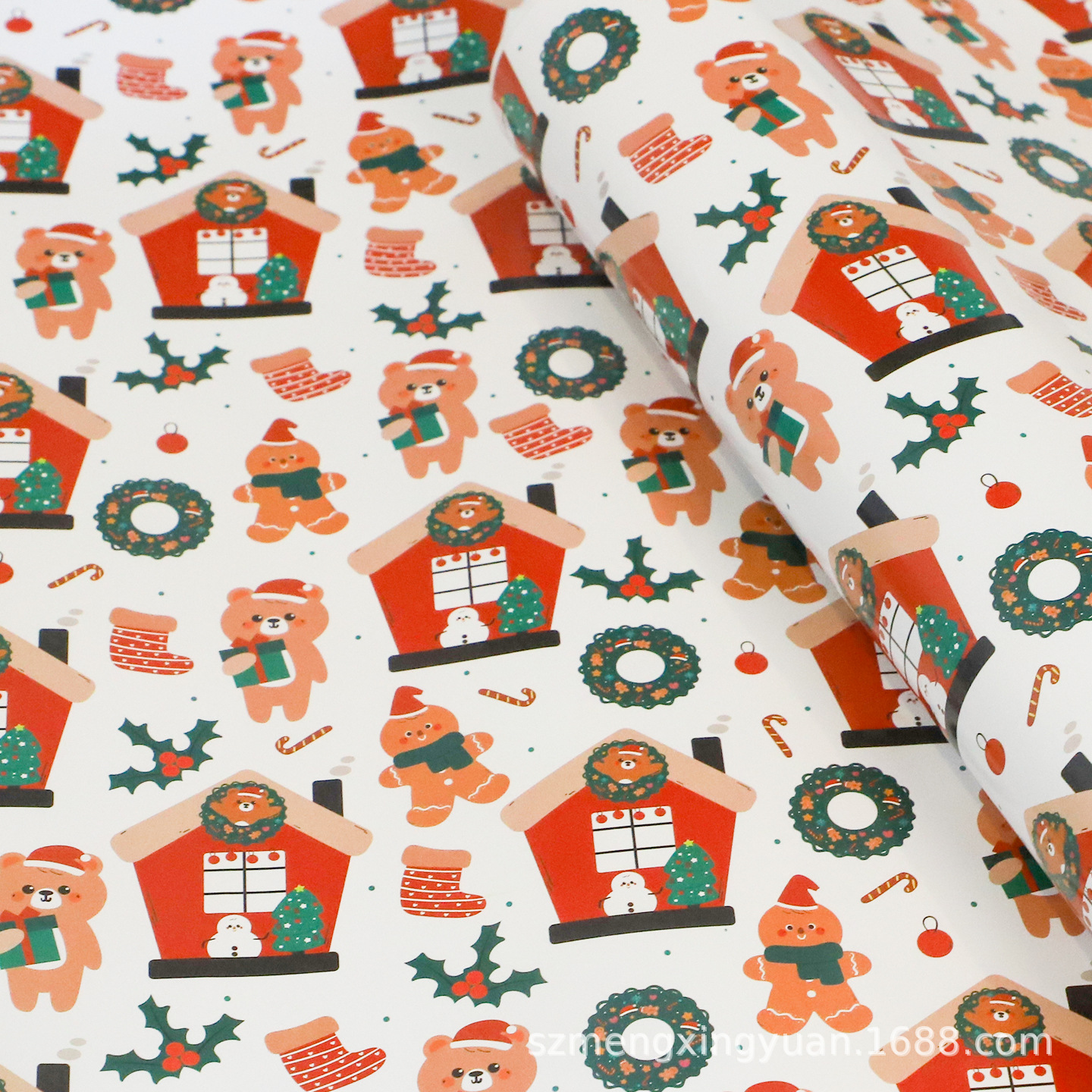 Papel de regalo de Navidad de alto valor cartón de dibujos animados caja de regalo de cumpleaños para niños Papel de embalaje de cuero de nuez de paz