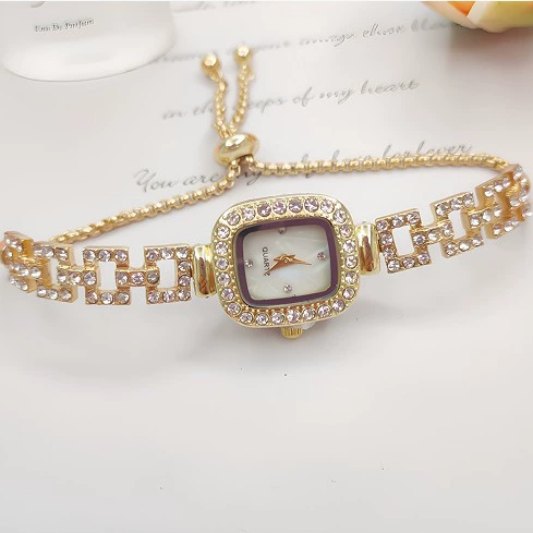 Square Swiss-Style Bracelet Watch, Crystal Accent, Adjustable Chain, Gold & Silver Options