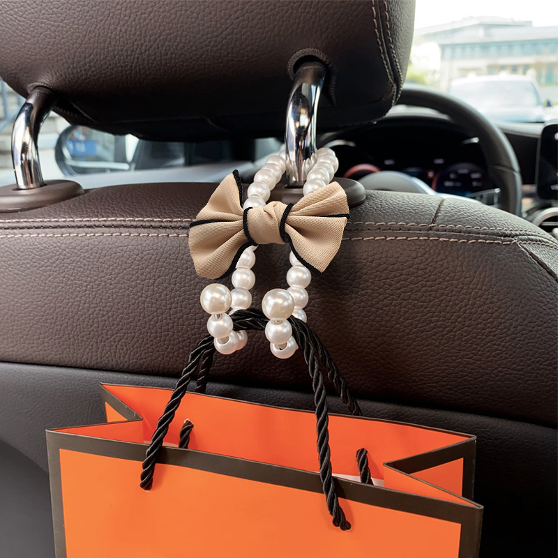 Gancho de lazo de perla para coche Gancho trasero del asiento delantero para coche Gancho pequeño multifuncional para coche