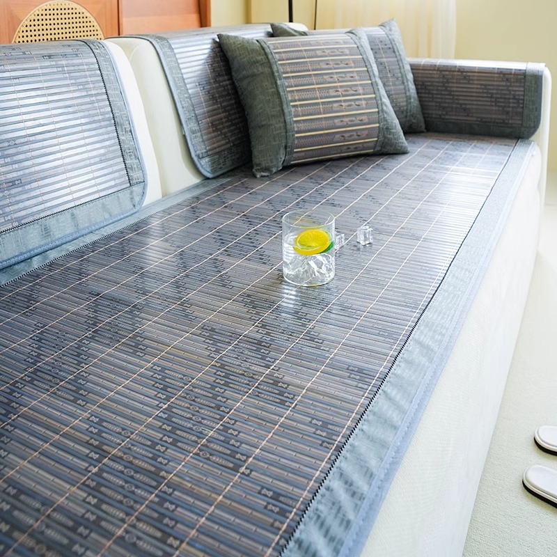 Estera de bambú cojín de sofá cojín de verano 2025 nueva sensación fría simple y moderna funda de sofá antideslizante tela de cubierta