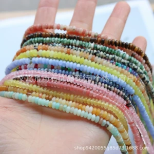 2*4mm Natural Tiger Eye Stone Powder Crystal Abacus Beads Picture Spacer Beads Loose Beads DIY Jewelry Accessories Bracelet Necklace Wholesale