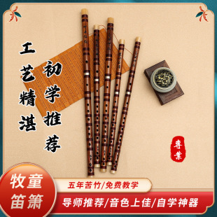 Shepherd Boy Playing G Adult Professional Flute 817 Beginners Children's Bamboo Flute E Performance Level Bitter Bamboo F Introduction CD Horizontal Flute