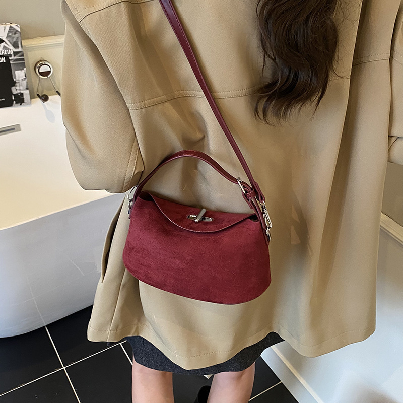 小众设计复古手提饺子包包女2025秋季新款磨砂轻奢撞色单肩斜挎包|undefined